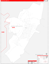 Buena Vista County, VA Wall Map Zip Code Red Line Style 2024